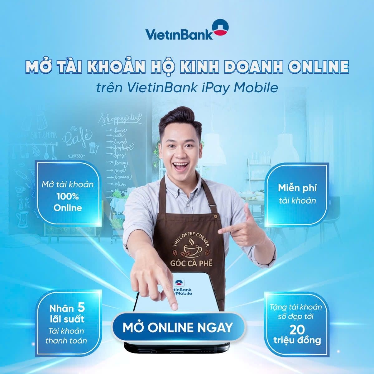 VietinBank triển khai mở tài khoản Hộ kinh doanh online trên iPay
