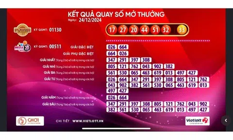 Một vé số Vietlott trúng thưởng hơn 135 tỉ đồng trong đêm Giáng sinh
