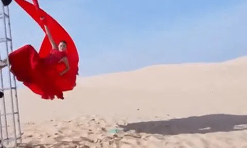 Siêu mẫu Thanh Hằng vắng mặt, thí sinh liều lĩnh đu người trên giàn giáo tạo dáng