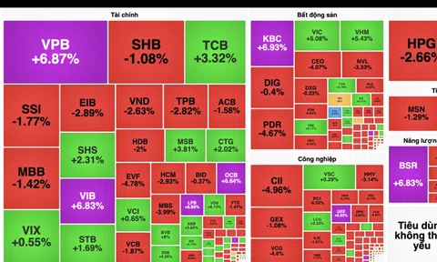 Cổ phiếu ngân hàng và bất động sản bắt tay nhau kéo VN-Index trong một phiên rung lắc mạnh
