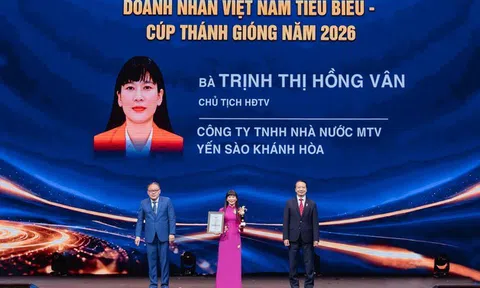 Chủ tịch Yến sào Khánh Hoà nhận danh hiệu “Doanh nhân Việt Nam tiêu biểu - Cúp Thánh Gióng năm 2026”